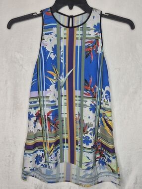 Dream Daily Birds of Paradise Abstract Stripe Blouse Top XS